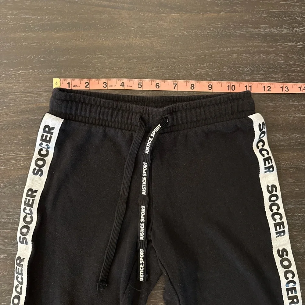 Justice Active Girls 7 Black Soccer Sweatpant Joggers